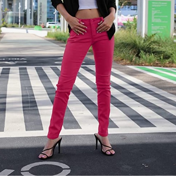 Hybrid & Company Hot Pink Hyper Stretch Skinny Jeans size Small - Picture 3 of 5